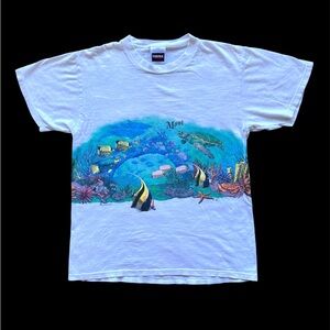 Vintage 90s Tultex Hawaii Maui Ocean Scene T-Shirt 1994 Tee Nature Fish art